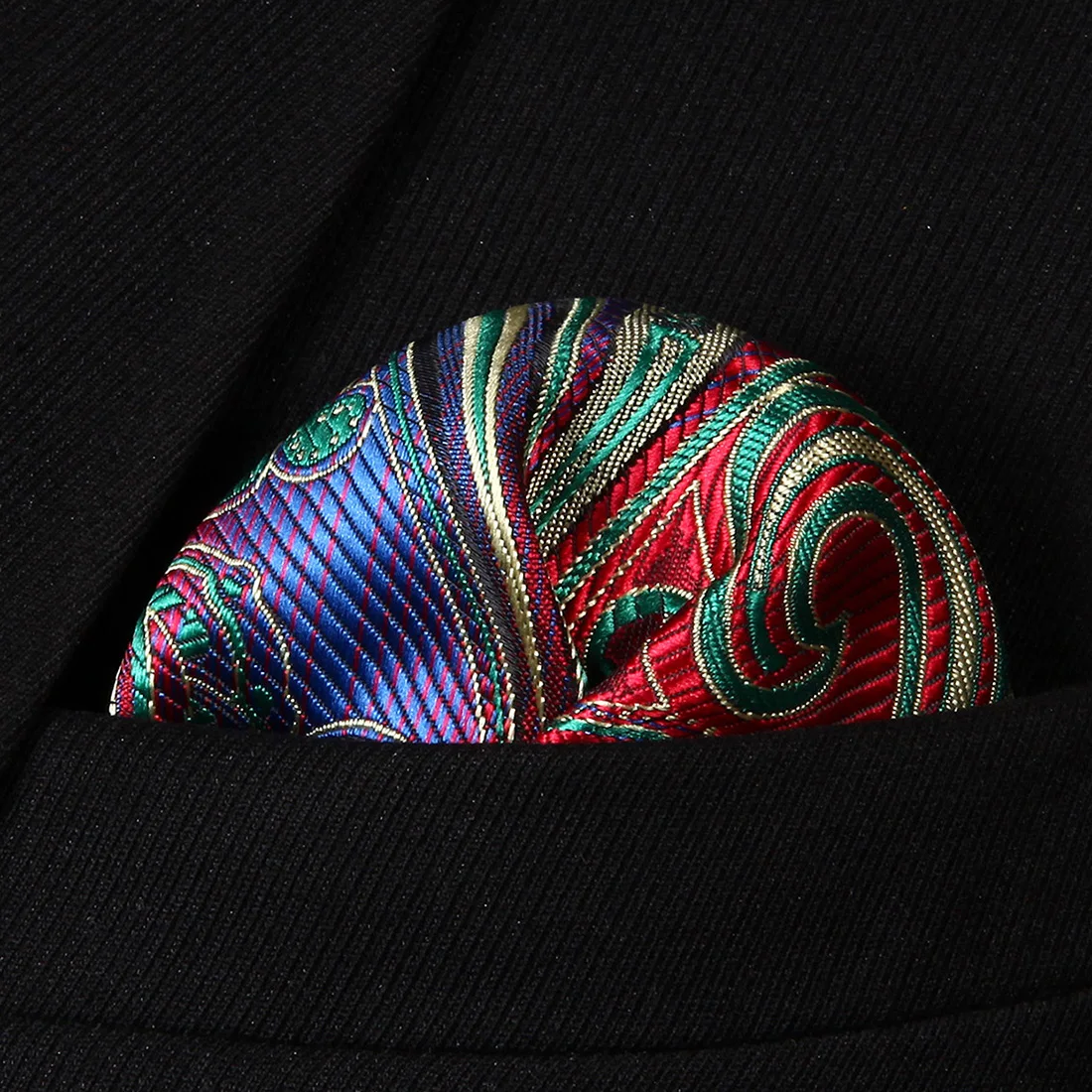 HP923M Red Green Paisley Men 100 Silk Party Handkerchief Pocket Square Hankyin Men's Ties