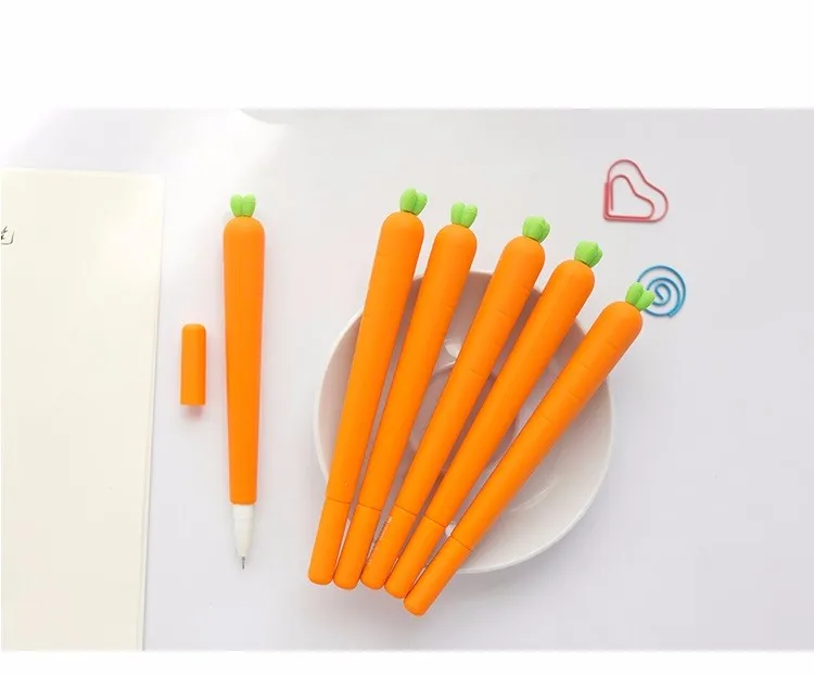 24 шт./партия, гелевая ручка для моркови, 0,5 мм, черные чернильные ручки для овощей, Детские аксессуары для офиса, школьные принадлежности F287