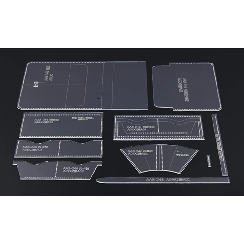 1 Set DIY Long Wallet Acrylic Template Leather Craft Sewing Pattern Accessories