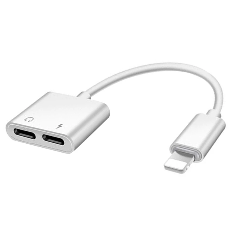 

Dual Ports Adapter Splitter,2 In 1 Headphone Jack Aux Audio & Charger Adapter Cable Connector Compactible For I phone(White)
