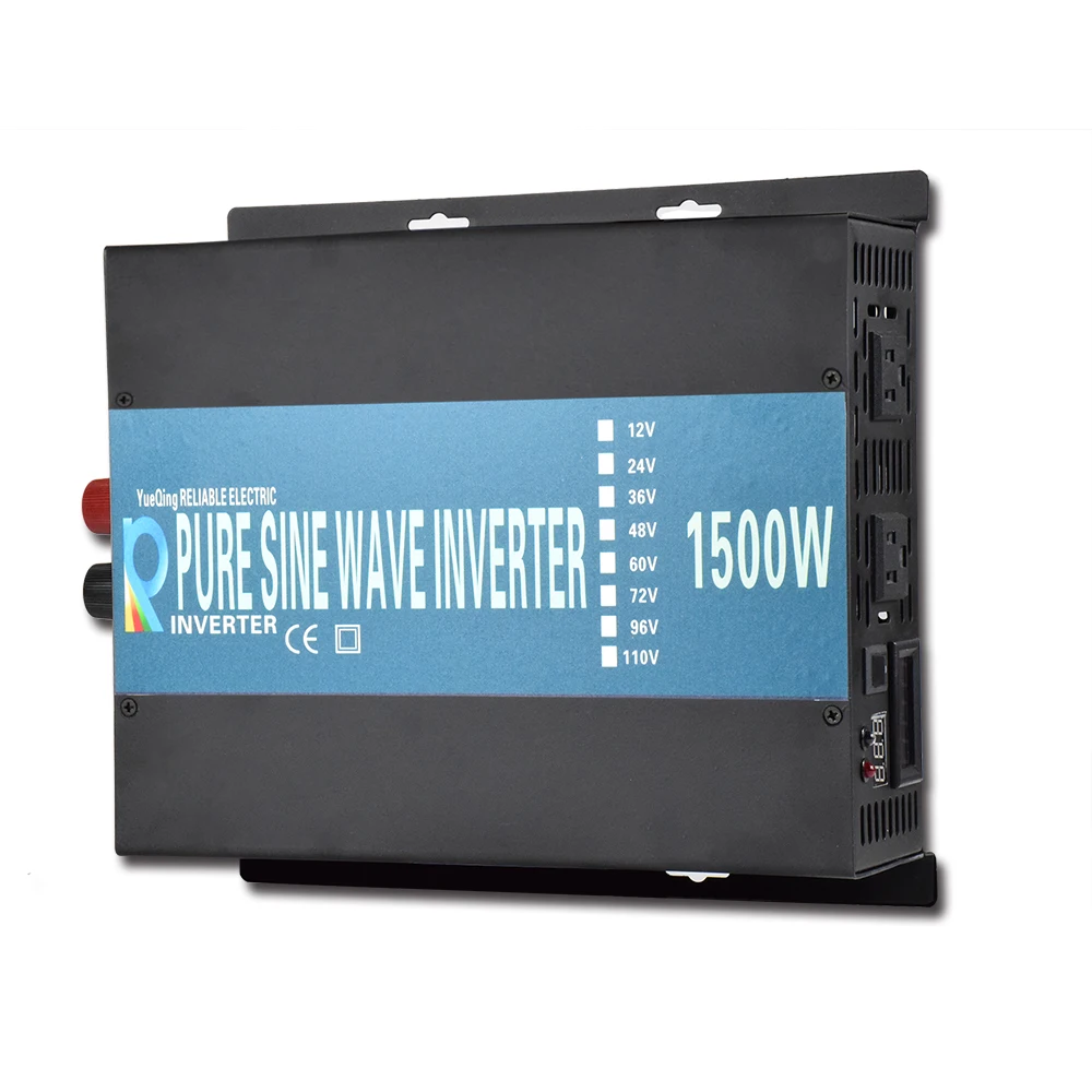 

Peak Full Power 1500W Solar Inverter Pure Sine Wave Inverter Car Power Inverter 12V/24V to 120V/220V DC to AC Voltage Converter
