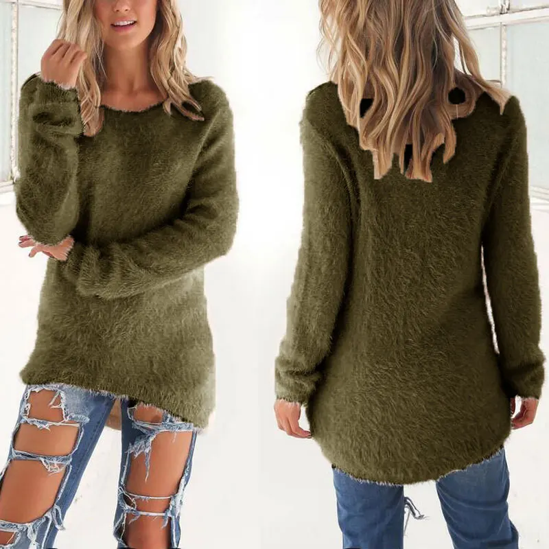 

Fashion Spring Autumn Sweater Women Loose Long Sleeve Solid Warm Pullovers Tops HSJ88