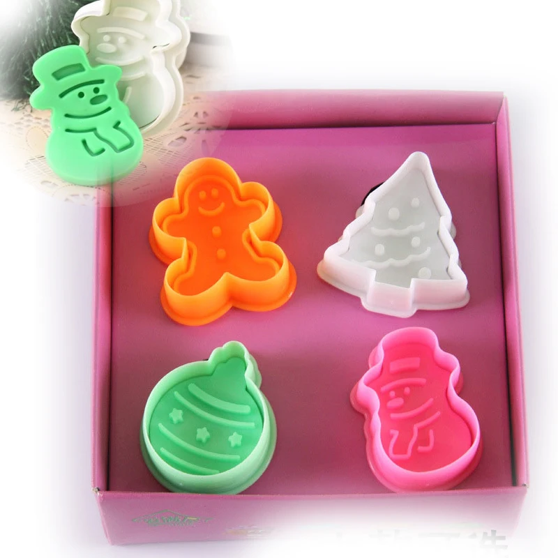 

Hot Sale 4x Xmas Snowman Ginger Bread Tree Jingle Bell Cake Pastry Cutter Plunger Mold Cookie Biscuit Baking Decorating Tools