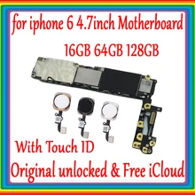 Для iphone 6 4,7 дюймов Заводская разблокированная материнская плата с/без Touch ID 100% оригинал для iphone 6 логическая плата 16 Гб 64 Гб 128 ГБ