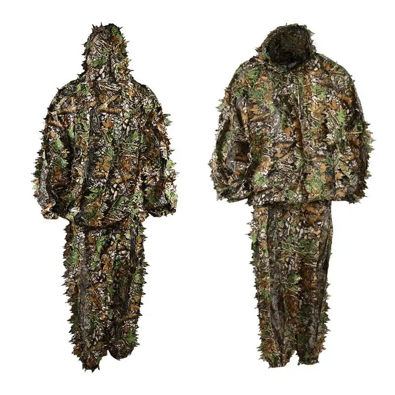 Охотничья одежда Ghillie костюмы с капюшоном в виде кленового листа 3D бионическая