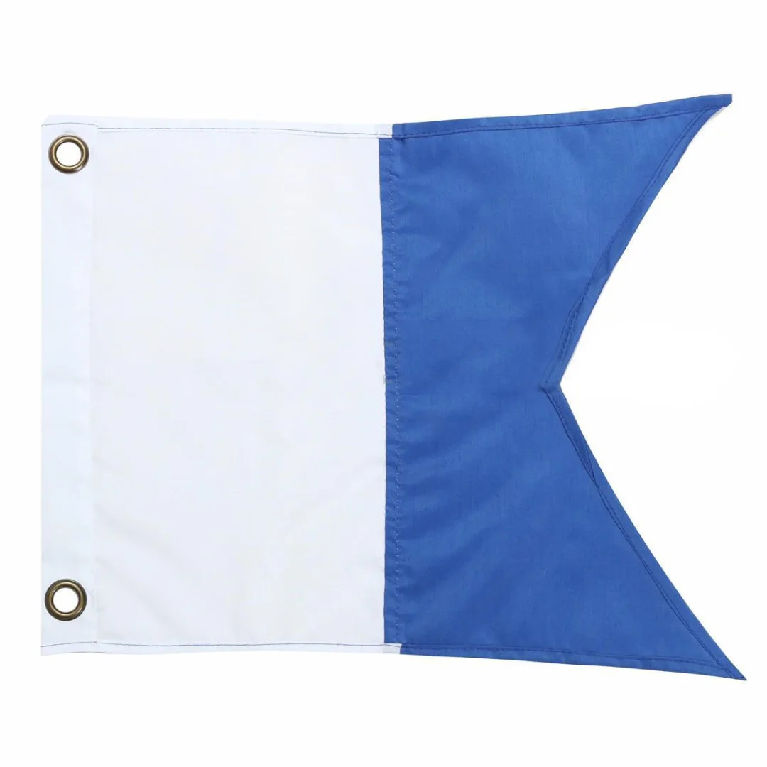 New 35x30cm Polyester Blue White Dive Boat Flag International Sign