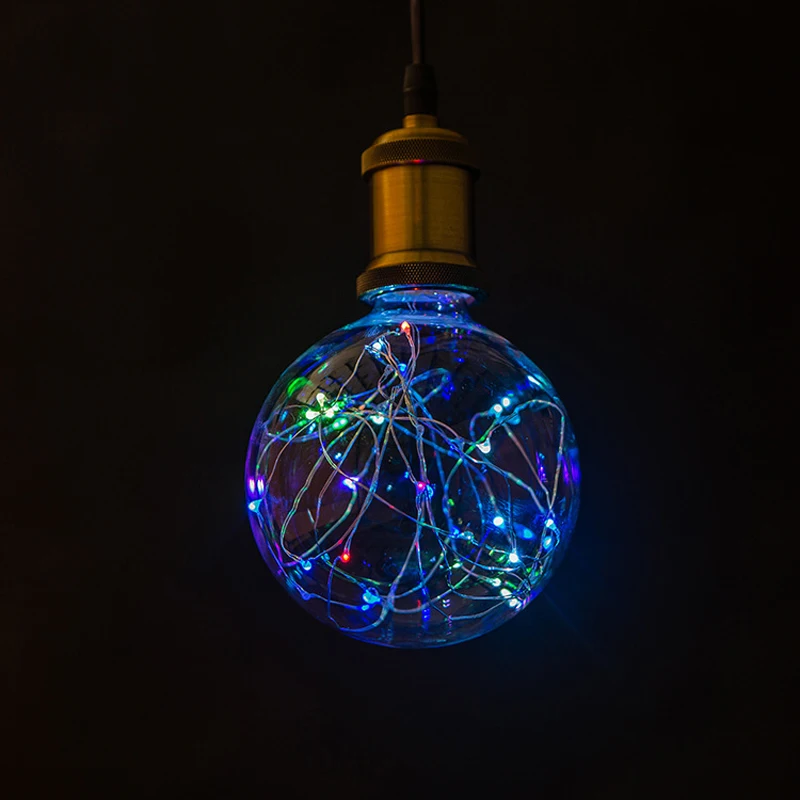 RGB LED decorative filament bulbs E27 starry fairy light copper wire
