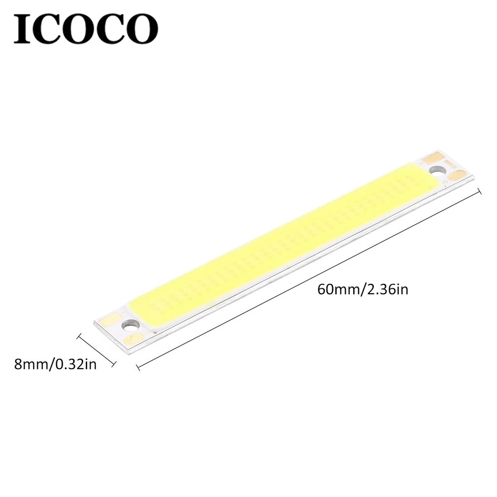 ICOCO 3 Вт 60x8 мм Подсветка COB Бар СВЕТОДИОДНАЯ лента Супер Холодный белый Теплый