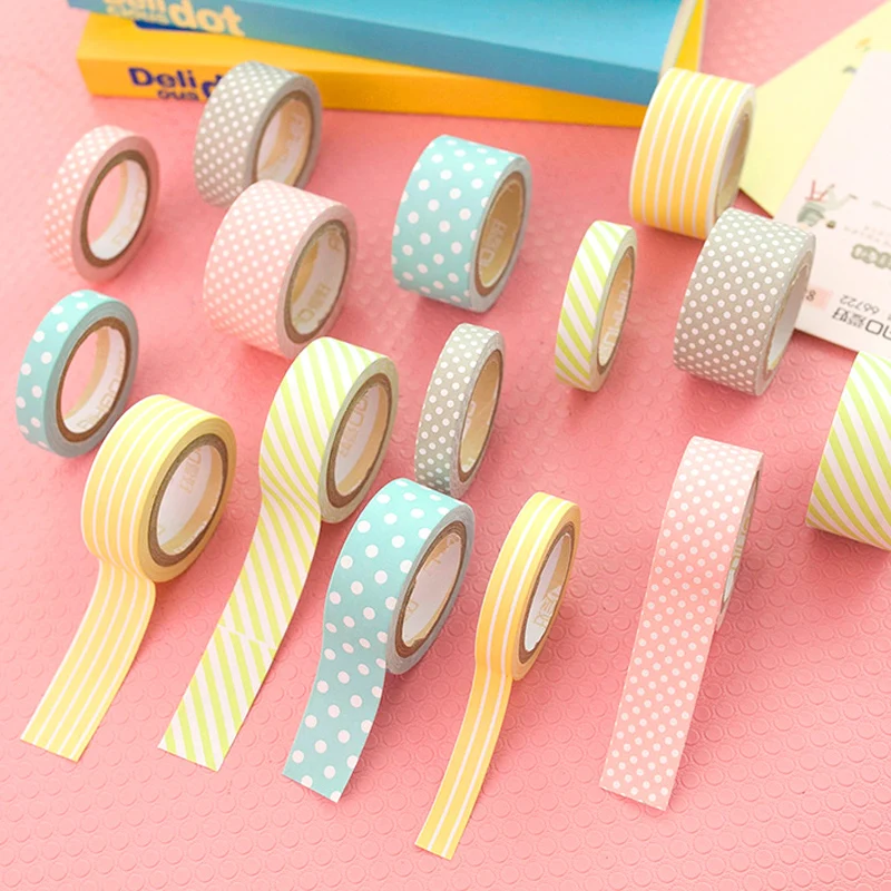 

5pcs Color Paper Tapes Handmade DIY Decorative Washi Tape Colored Adhesive Tapes free shipping