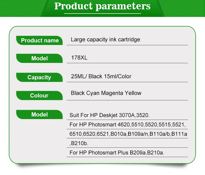 INKARENA 178XL чернильный картридж совместимый для hp 178 многоразового использования photosmart B209a B210a B109a 5510 6510 7510+ 4 бутылки принтера