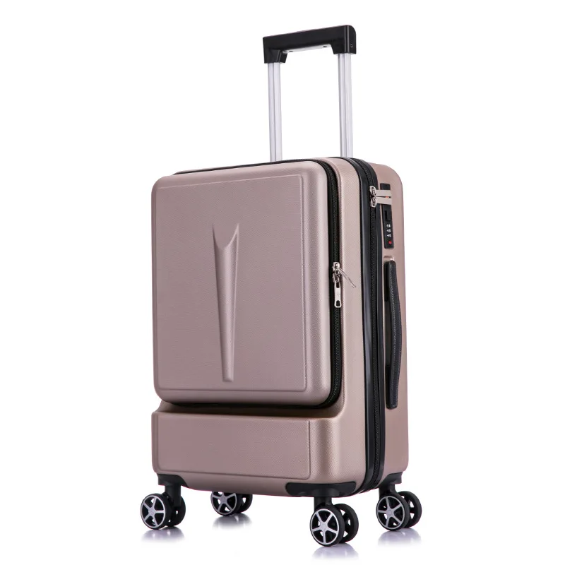 BXJZHTLRZK new suitcase front open computer bag high quality business 20" 24" rolling luggage boarding student suitcase - Цвет: champagne