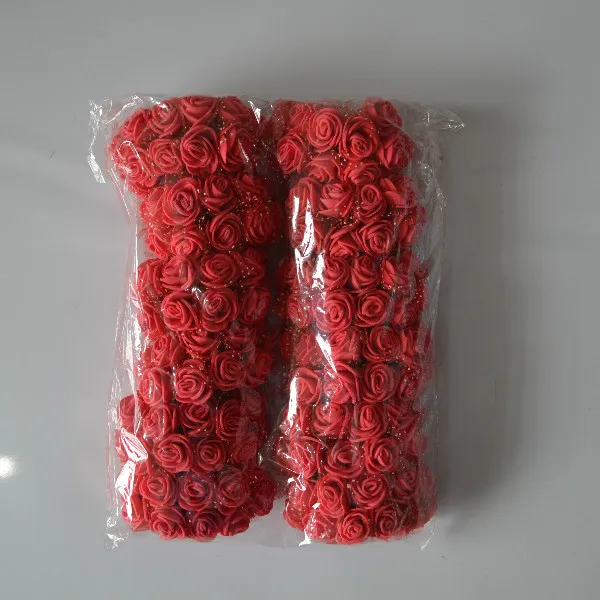 2 см 144 шт многоцветные ПЭ пенопластовые Мини искусственные шелковые цветы букет одноцветные свадебные декоративные цветы венки подарок 6Z - Цвет: 144P Silk Red