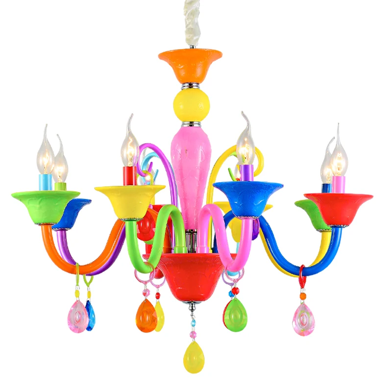 Post modern chandelier kids room Lighting colorful glass macarons lamp