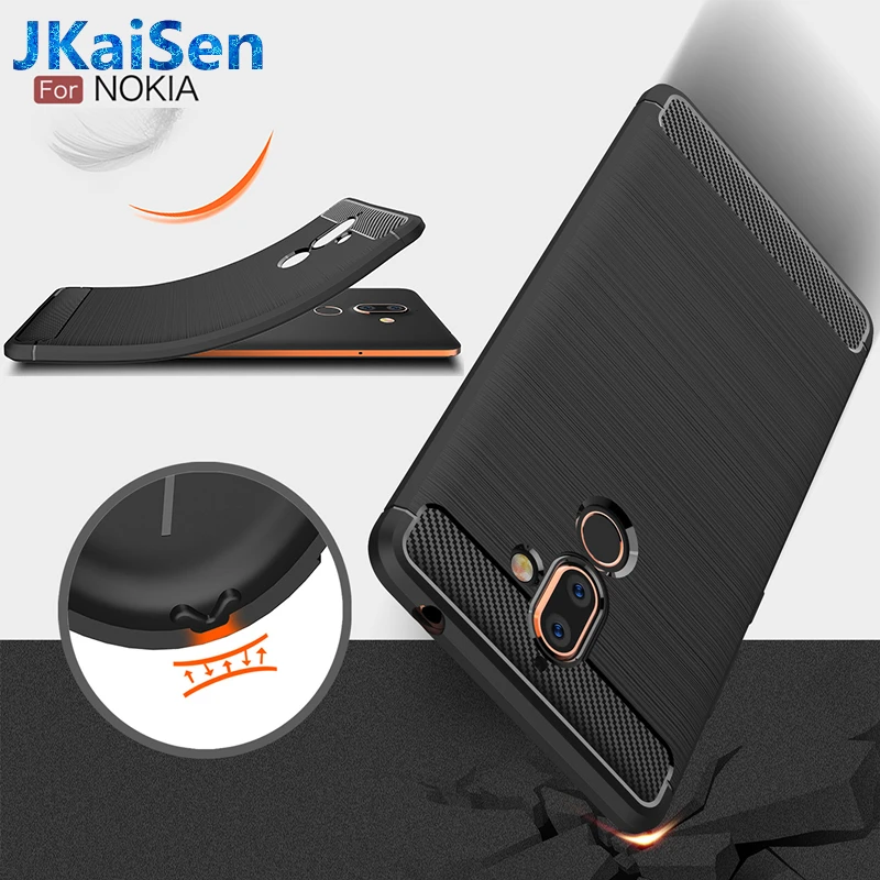 

Phone Case For Nokia 2.1 3.1 5.1 6.1 7.1 Plus Cover Carbon Fiber Shockproof Soft TPU Silicone Back Cover For Nokia 1 2 3 5 6 7 8