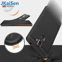 Caja del teléfono para Nokia 2,1, 3,1, 5,1, 6,1, 7,1 más cubierta de fibra de carbono a prueba de golpes a prueba suave de silicona TPU cubierta para nokia tableta amortiguador Tech accesorio beige Rojo Negro compruebe Tartan tableta amortiguador 5 5 5 6 ...(China)