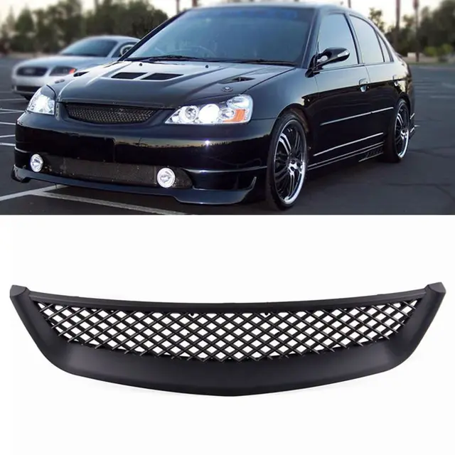 Aliexpress For Honda Civic 2001 2003 Abs Black Front Hood For Honda Civic 2001 2003 Abs Black Front Hood Honeycomb Grilles Grill Vent Hole Trim New 1pcs