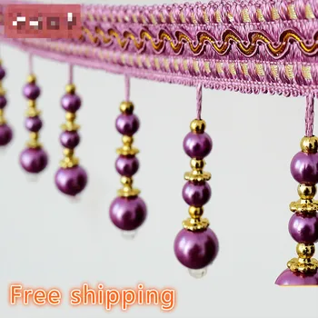 

Luxury Pearl Beaded trim for curtains Tassel Fringe Lace Ribbon 8cm Width Lace Craft Sewing Curtain Accessory Decoration