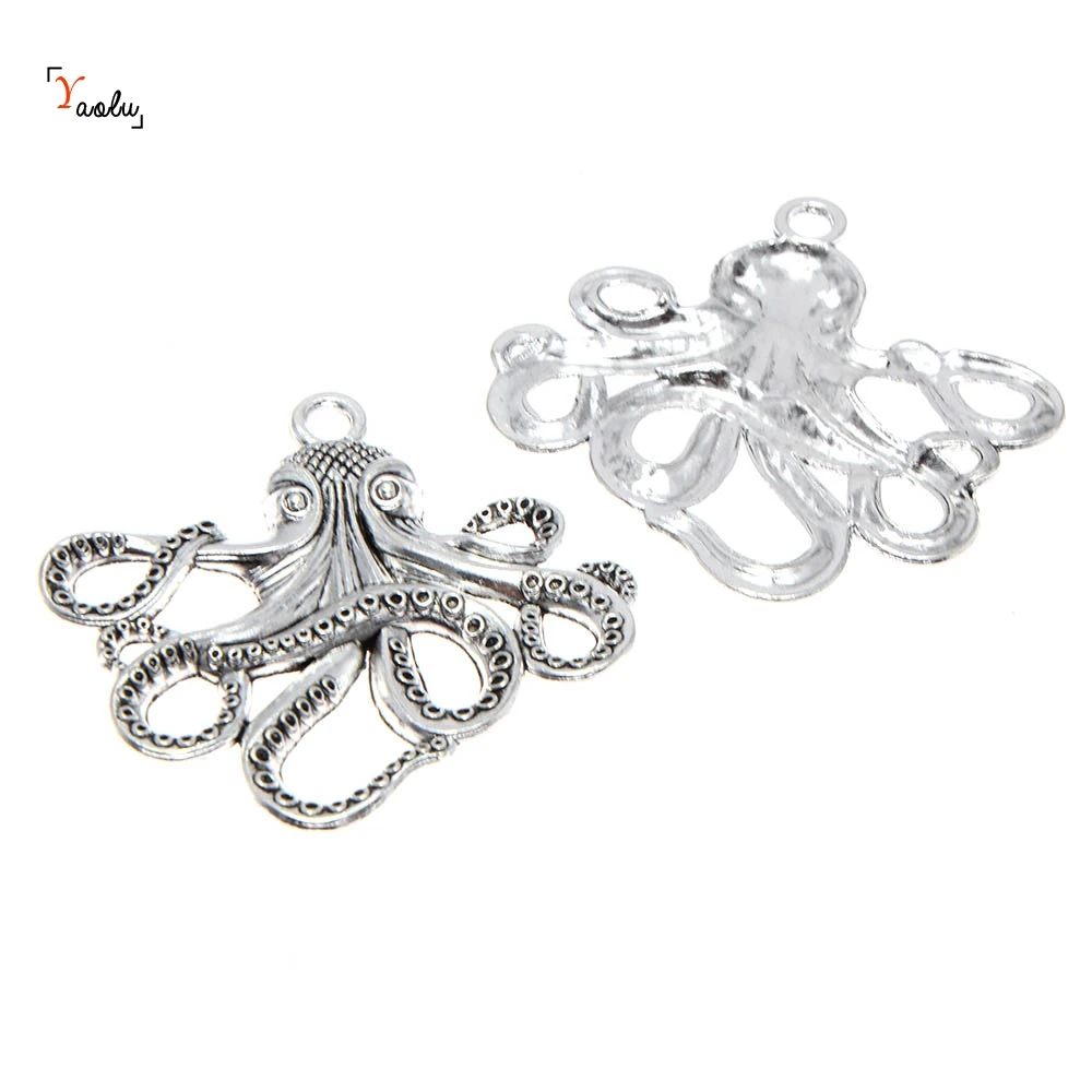 3piece octopus charms silver tone large size Octopus Fish Charm Pendant connectors 59x56mm | Украшения и аксессуары