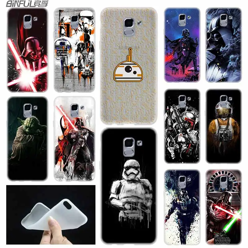 

case Soft Cover TPU Coque For Samsung Galaxy J6 J8 J3 J5 J7 J4 Plus 2018 2016 2017 EU Prime Pro Ace j610 YODA star wars bb8