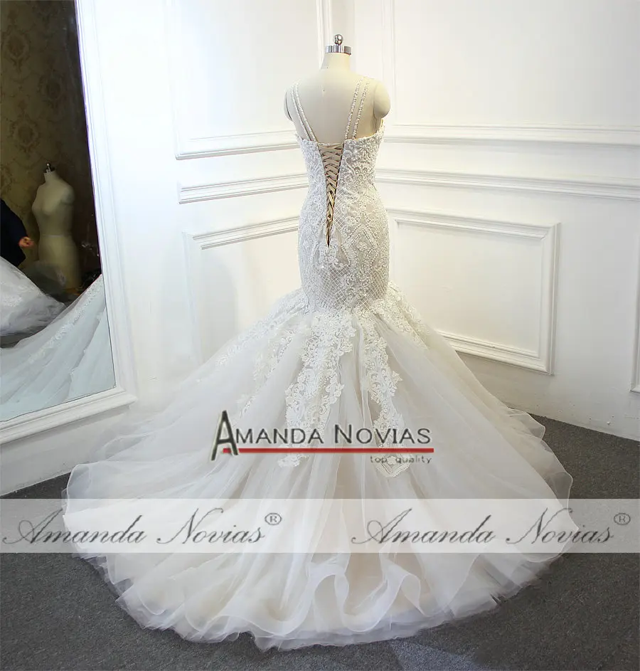 Потрясающее Свадебное платье русалки, блестящее платье с бусинами