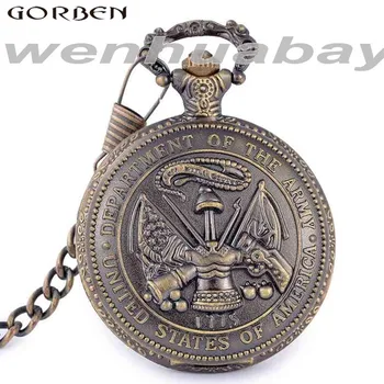 

Vintage The Department Of the USA Army Quartz Pocket Watch With Necklace Chain Pendants For Army Fans Women Men