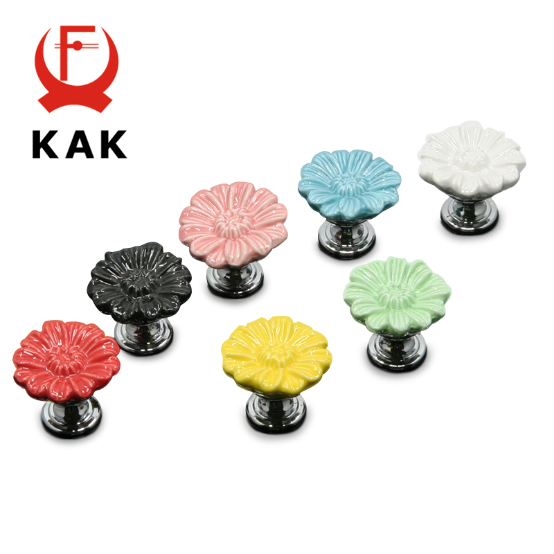 KAK Chrysanthemum Ceramic Handles Drawer Knobs Cupboard Door Handles