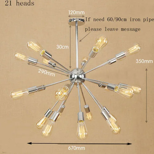 Золотая люстра спутник освещение для столовой Гостиная 9/12/18/21 Серебряный Nordic промышленные Ресторан подвесной светильник - Цвет абажура: show as the picture