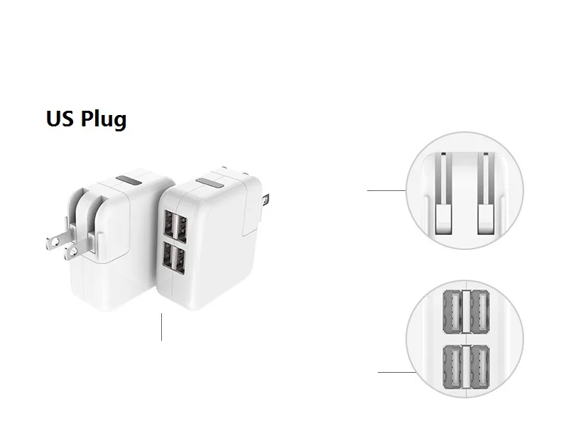 

5pcs/lot 5V 2.1A mobile phone Universal 4 USB Port AU/UK/US/US Plug Travel AC Charger Adapter 4 Ports USB Charger Quick charging