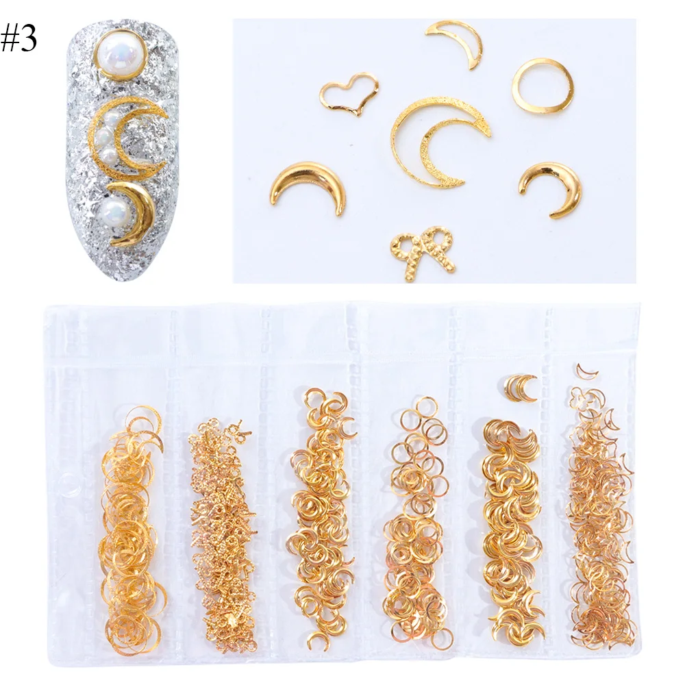 6 решеток/упаковка корпус из смешанного пластика Морская звезда Медуза медные шпильки для ногтей 3D Тонкий Маникюрный Инструмент Золотая Серебряная рамка набор для украшения ногтей LA698