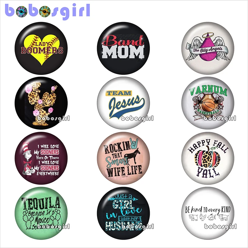 

Words Band Angel Wing Ball Love Mom glass snap button jewelry DIY Round photo cabochons flat back TW1318
