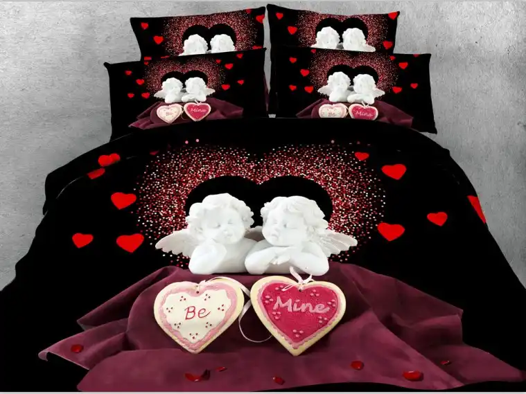 Angel Wings 3d Cupid Bedding Set Love Heart Duvet Cover Sets Bed