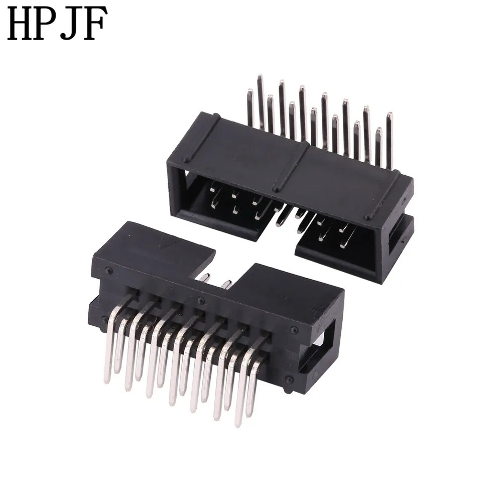 

10PCS DC3 14 Pin 2x7Pin Right Angle Double Row Pitch 2.54mm Double-spaced Pin Male IDC Socket Box Header Connector High Quality