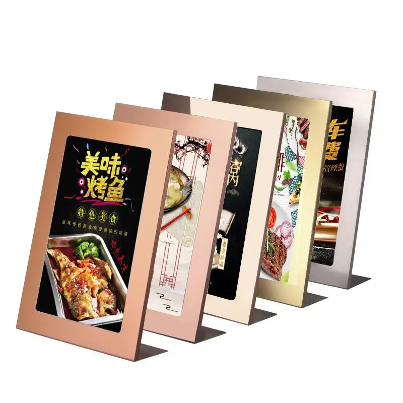

A4 Metal Frame L Shape Label Display Menu Stand Sign Frame A4 Sign Holder Stand POP Advertising Poster Display Rack Photo Frame