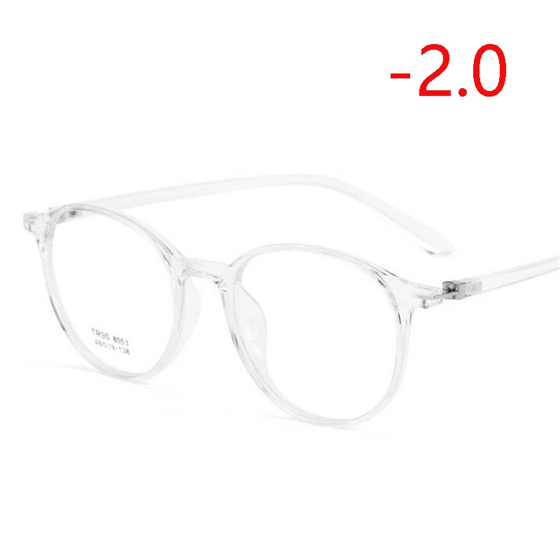 TR90 прозрачные круглые близорукие очки для женщин 1,56 асферические линзы очки по рецепту для мужчин диоптрий 0-0,5-1,0 до-4,0 - Цвет оправы: Myopia 200