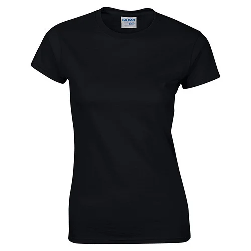Gildan, высокое качество, 22 цвета, S-XL, простая футболка для женщин, хлопок, эластичные базовые футболки, Женские повседневные топы, футболка с коротким рукавом - Цвет: Черный