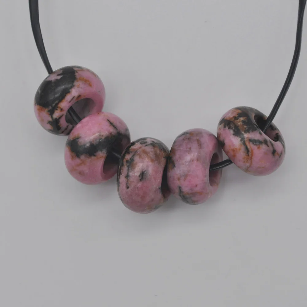 14 мм Rhodonite драгоценный камень большое отверстие свободные бусины амулеты