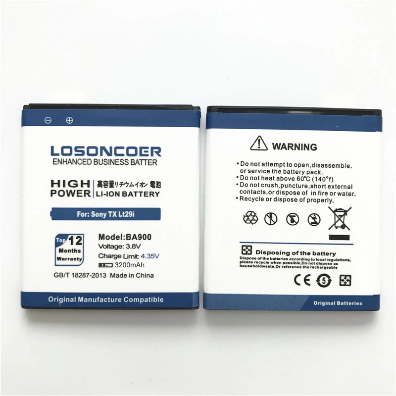 LOSONCOER 3200 мАч BA900 для sony Ericsson Xperia TX LT29i батарея J ST26i L S36h C2105 E1 J L M C2104 C1904 C1905