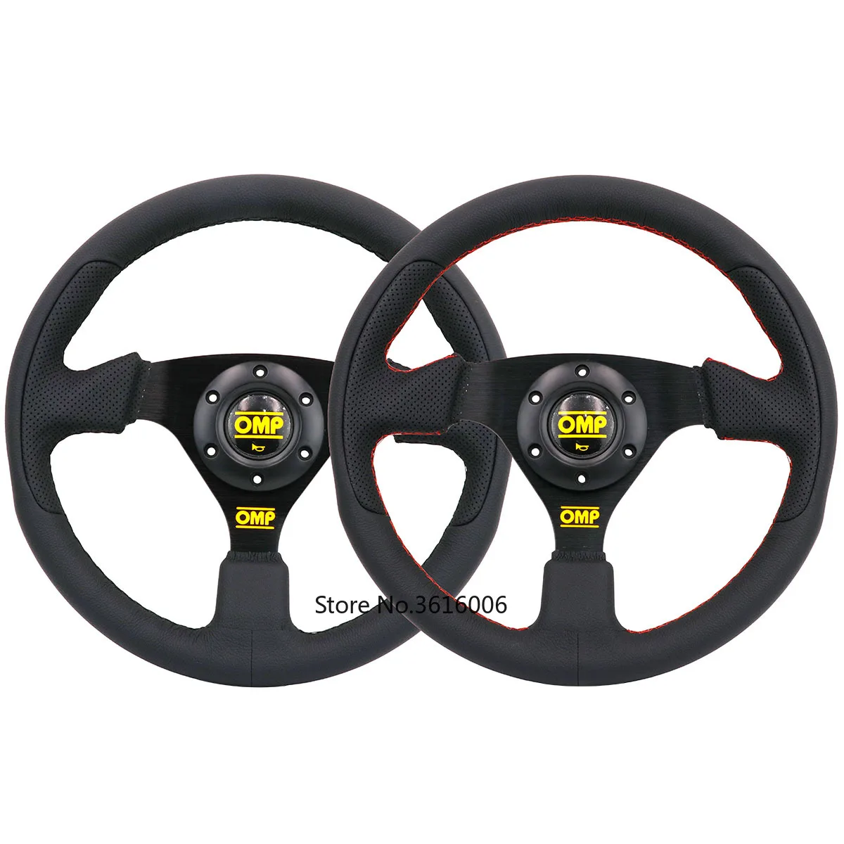 

330mm OMP Racing Steering Wheels Genuine Leather With RED/BLACK Stitching
