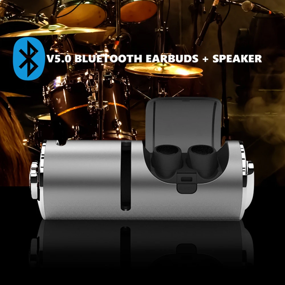 

TWS Mini Earphones 5.0 Bluetooth Earbuds Stereo In-Ear Headsets Wireless Earphones Portable Bluetooth Speaker with Charging Box
