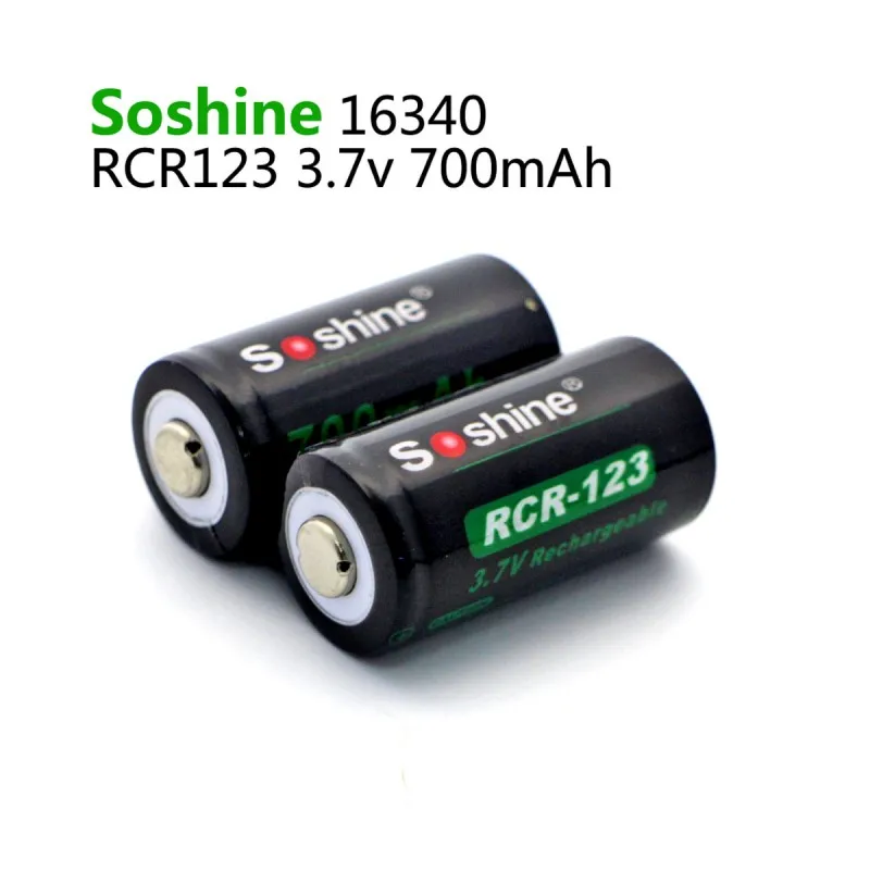 2 шт./упак. Soshine RCR123 16340 аккумулятор 700 мАч 3 7 в перезаряжаемый литий ионный с