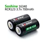 2 шт./упак. Soshine RCR123 16340 аккумулятор 700 мАч 3,7 в перезаряжаемый литий-ионный аккумулятор с футляром для хранения ► Фото 3/5