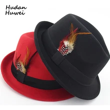 Женская шляпа с коротким козырьком, шерсть, фетр, джаз, фетровая шляпа, тренд, дамские шляпы, фетровые шляпы с пером, лента, Декор, Trilby Chapeau