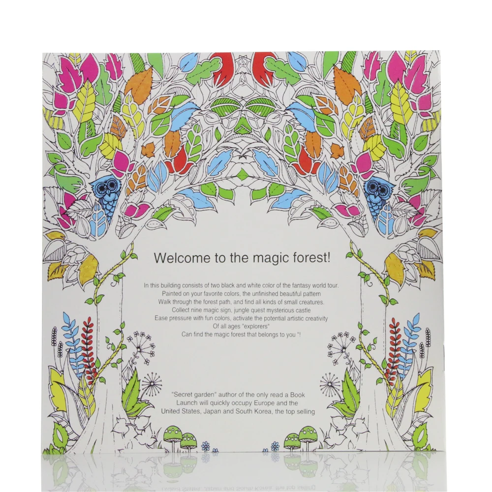 Relieve Stress For Children Adult Painting Drawing Book 24 Pages Enchanted Forest Kill Time Coloring Book