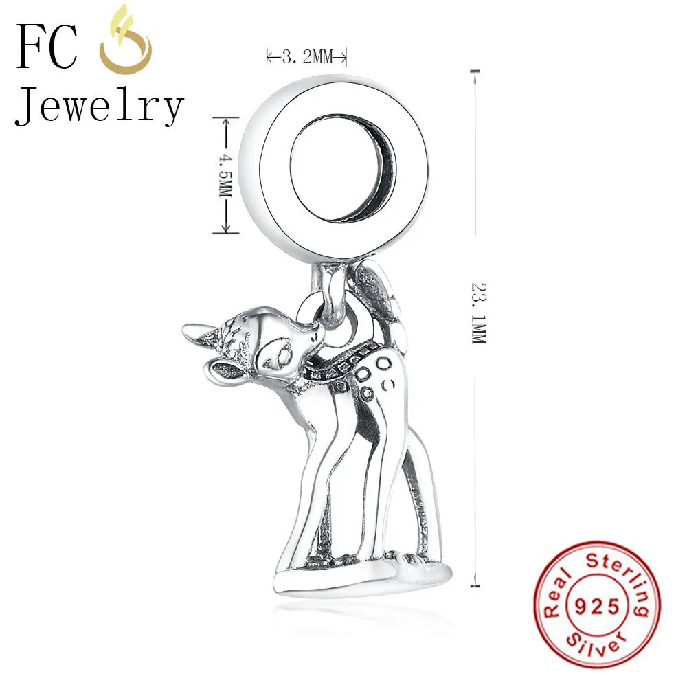 FC ювелирные изделия подходят Pandora Шарм браслет стерлингового серебра 925 Disn животное Олень Бэмби бусины подвеска для изготовления ожерелья Berloque
