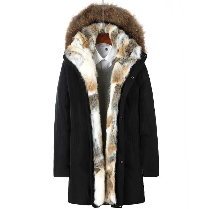 Winter jacket men 2018 long Down Coat Luxury raccoon fur collar Removable Hooded plus velvet thickening Outwear Plus size 4X 5X Winter jacket men 2018 long Down Coat Luxury raccoon fur collar Removable Hooded plus velvet thickening Outwear Plus size 4X 5X