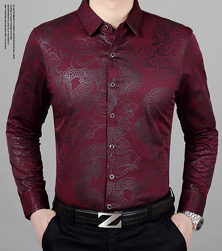 Китайский стиль, креативная 3d Рубашка с длинными рукавами с принтом драконов облаков, осень 2018, новая качественная шелковая хлопковая