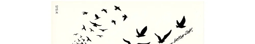 Черная Татуировка наклейка s Съемная переводная вода поддельные татуировки Одноразовые водонепроницаемые временные наклейки Летающие птицы перо