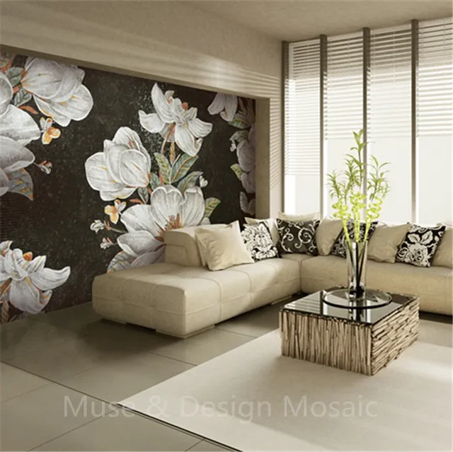 A Mano su ordinazione cut Hibiscus Fiore Murale Mosaico di Vetro ... A Mano su ordinazione cut Hibiscus Fiore Murale Mosaico di Vetro ...