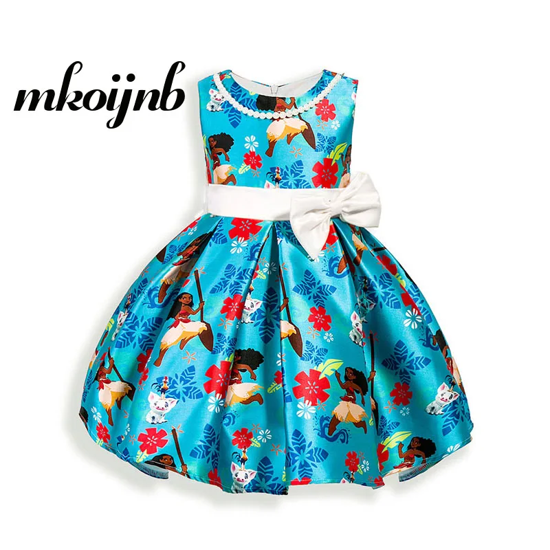 Kids Summer Girls Sleeveless Princess Cartoon Dresses Print Floral Bow Dress Party Prom Wedding Clothes 2 4 6 7 8 9 10 Years |