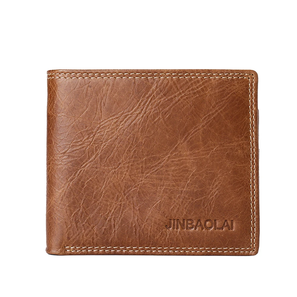 

Brand Luxury Wallet Men Short Style Cowhide Leather Bifold Wallet with Removable ID Windows Retail
